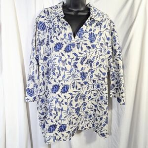 Rachel Zoe Women's Linen Tunic Top 1/2 Sleeve Floral Resortwear Summer Casual 2X
